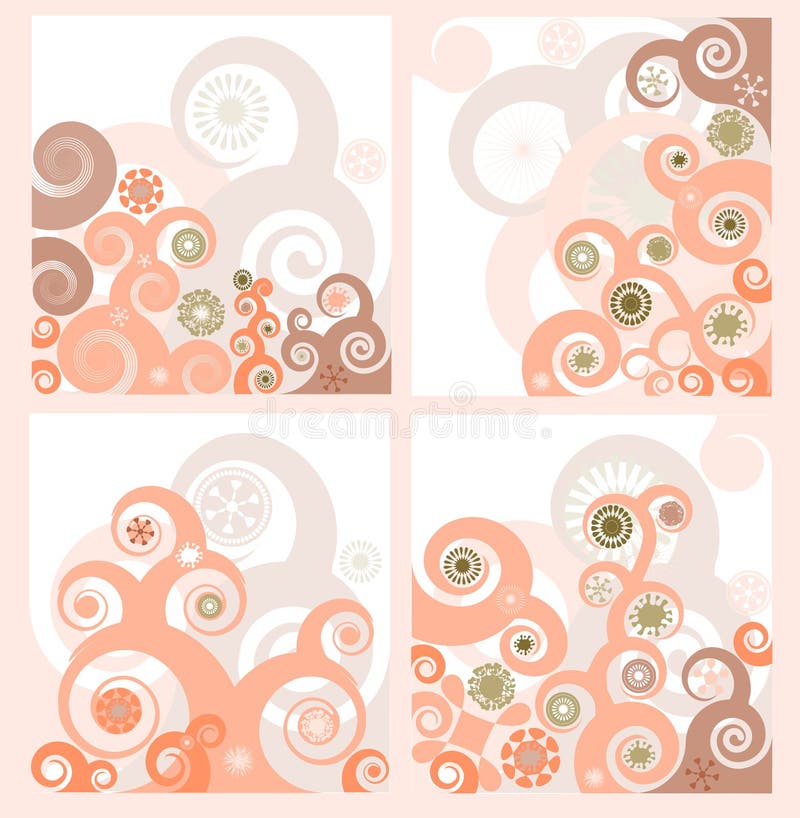 Conjunto de cuatro fondos florales retros stock de ilustración Conjunto de cuatro fondos florales retros stock de ilustración