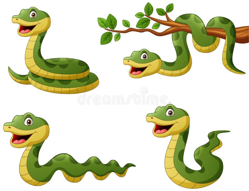Cobra verde com desenho de animais de ovos em fundo branco