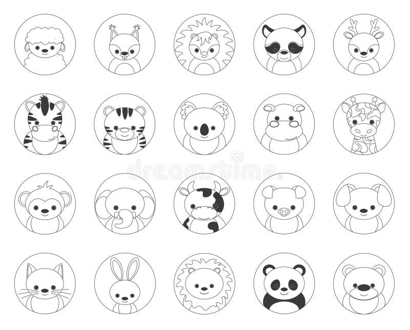  Conjunto De Dibujos Animados Y Gráficos De Animales Criaturas Mamíferos Y Animales Salvajes Del Zoológico Y Gráficos útiles Para G Ilustración del Vector
