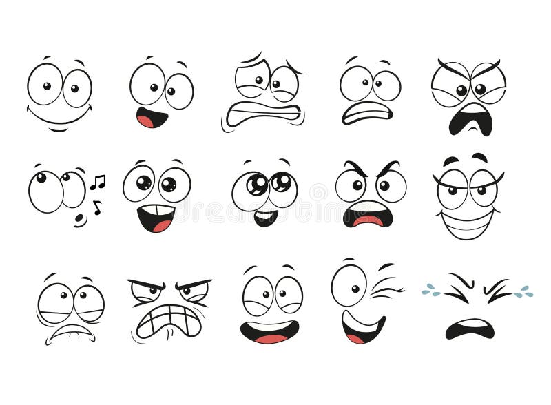 Conjunto De Expresiones Faciales De Dibujos Animados. Caras De Caricatura. Ojos Expresivos Y Boca Sonrientes Llorando Y Cara De Pe Ilustración del Vector - Ilustración de grito, avatar: 186288709 Conjunto De Expresiones Faciales De Dibujos Animados. Caras De Caricatura. Ojos Expresivos Y Boca Sonrientes Llorando Y Cara De Pe Ilustración del Vector - Ilustración de grito, avatar: 186288709