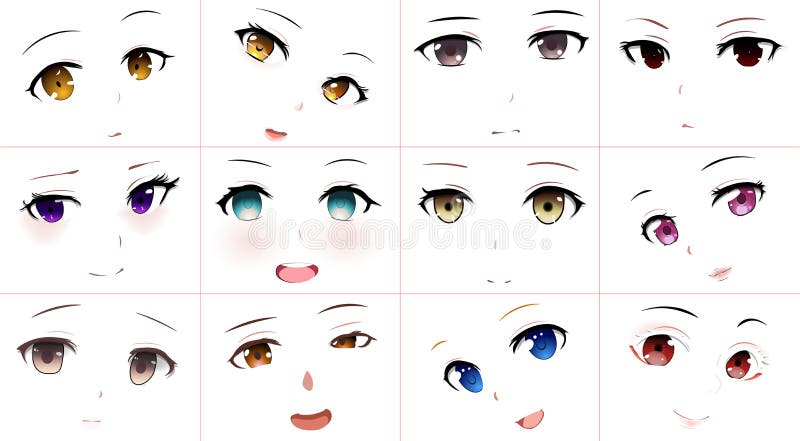 conjunto de olhos de estilo anime de desenho animado 14718629