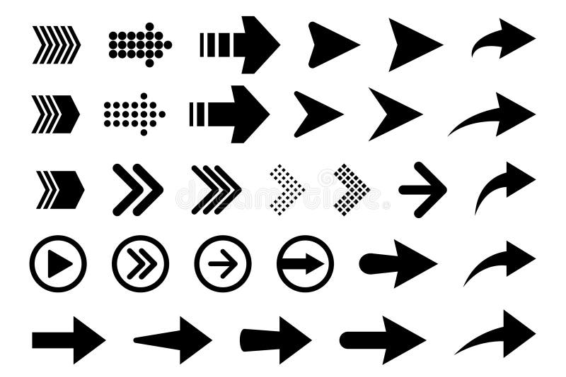 Conjunto de flechas vectoriales negras de estilo nuevo aisladas en blanco. Icono de vector de flecha. Colección de ilustraciones Conjunto de flechas vectoriales negras de estilo nuevo aisladas en blanco. Icono de vector de flecha. Colección de ilustraciones