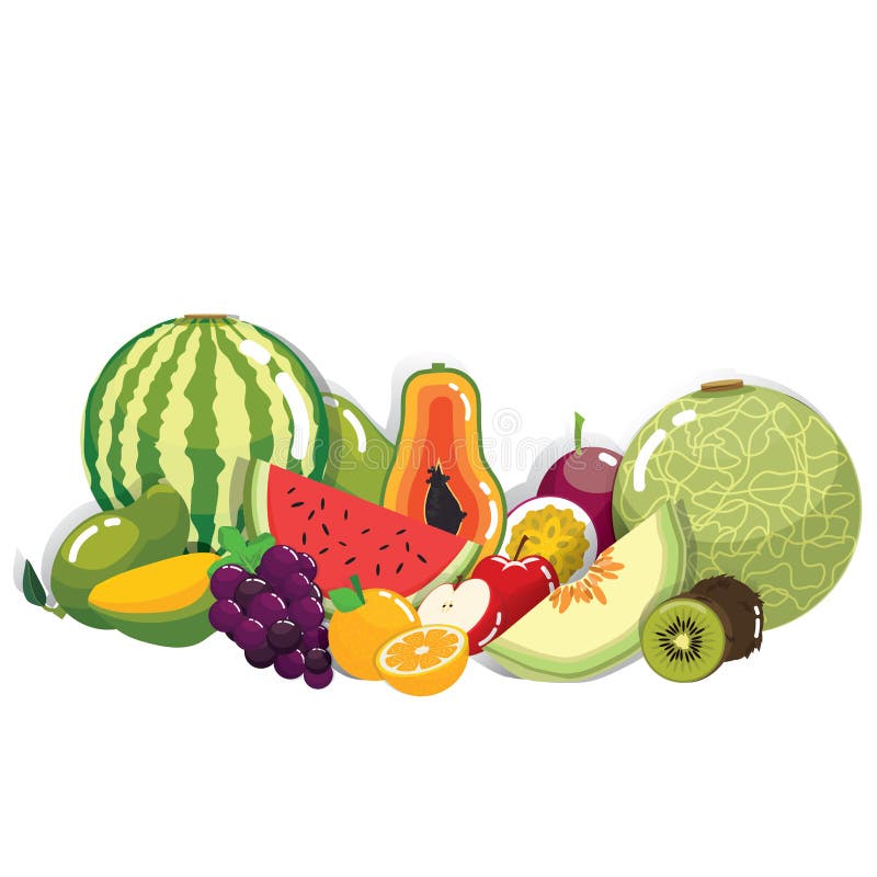 Conjunto De Frutas De Alta Vitamina a Al Estilo De Los Dibujos Animados  Ilustración del Vector - Ilustración de frescura, historieta: 167116307