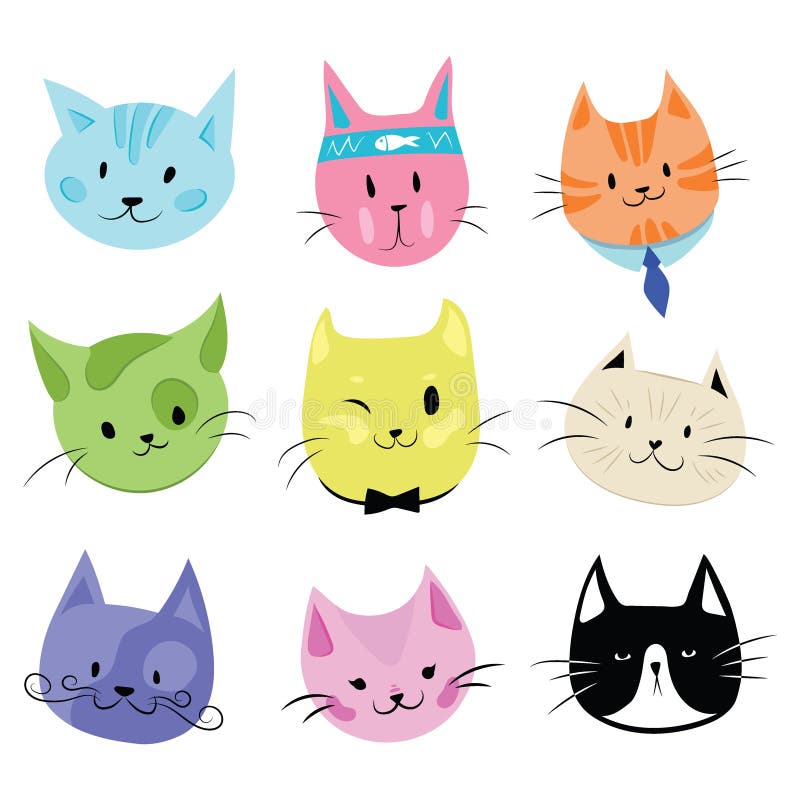 Fundo completo com bonito desenhos animados gatos de cor diferente imagem  vetorial de frenta© 331689636