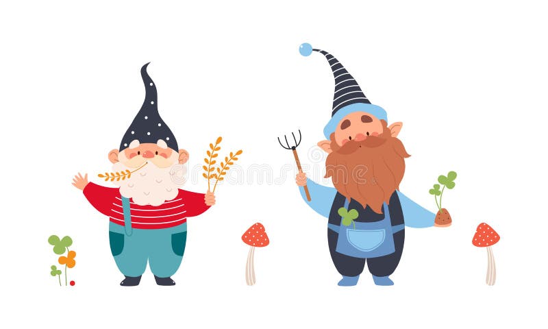 Encontre dois gnomos do mesmo desenho animado conto de fadas engraçado na  aldeia jogo de quiz vetor para crianças pequenos gnomos elfo ou anões na  floresta ou aldeia jardim para jogo de