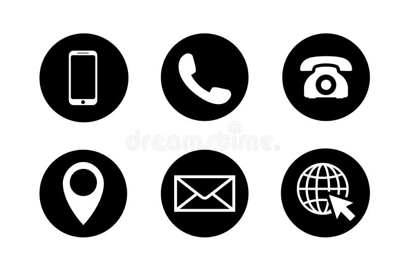 Conjunto de iconos de contacto Teléfono, ubicación, correo electrónico, sitio web