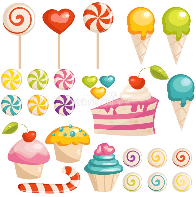 Conjunto De Iconos De Los Dulces Ilustración Del Vector Ilustración