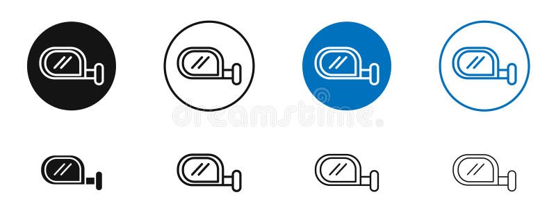 Conjunto de iconos del vector de línea delgada del retrovisor del automóvil stock de ilustración