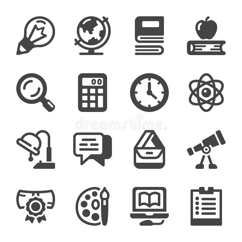 Conjunto de iconos de educación stock de ilustración