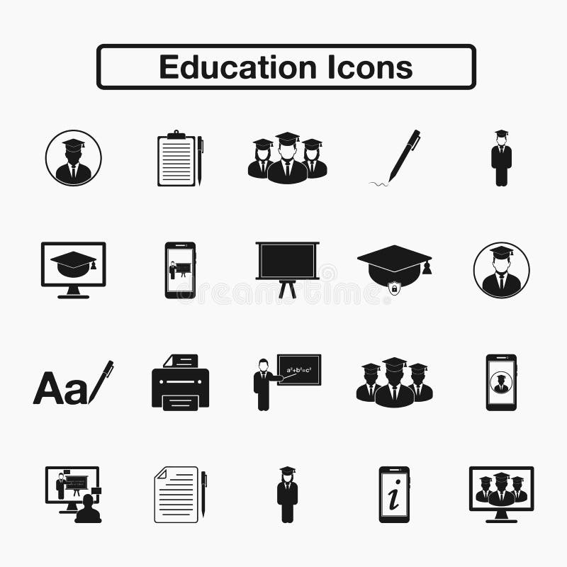 Conjunto de iconos de educaciÃ³n. Vector de estilo plano libre illustration