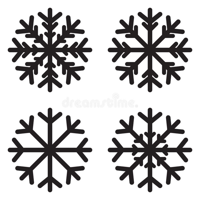 Conjunto de iconos de flauta de nieve Silueta negra copo de nieve de ocho puntas aislado en signo blanco y símbolo de invierno, h