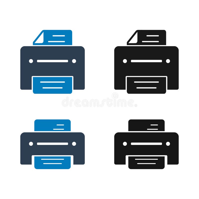 Conjunto de iconos de impresora. stock de ilustración