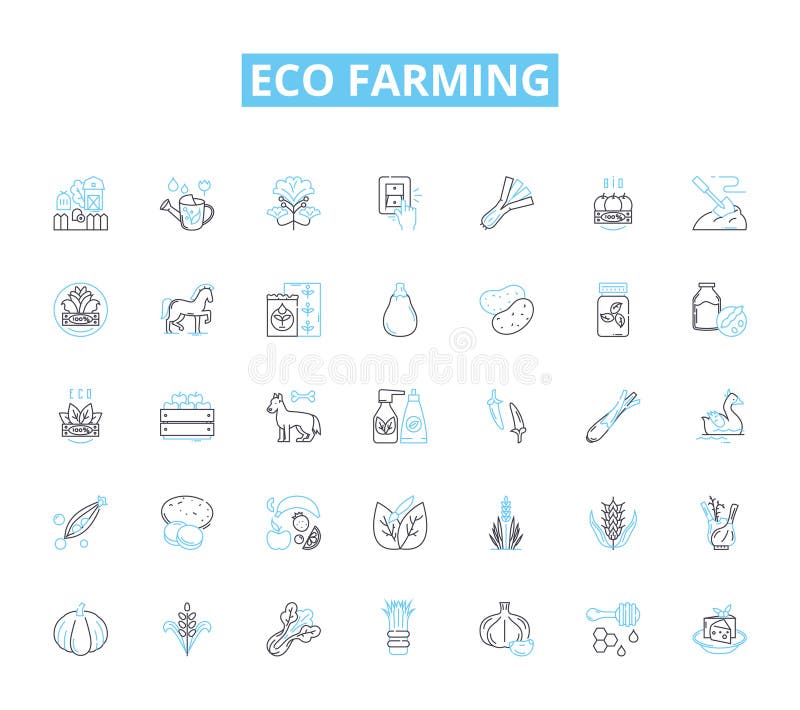 Eco farming linear icons set. Sustainability, Organic, Permaculture, Regenerative, Soil, Biodiversity, Agroforestry vector symbols and line concept signs. Compost,Biodynamic,Local illustration. Eco farming linear icons set. Sustainability, Organic, Permaculture, Regenerative, Soil, Biodiversity, Agroforestry vector symbols and line concept signs. Compost,Biodynamic,Local illustration