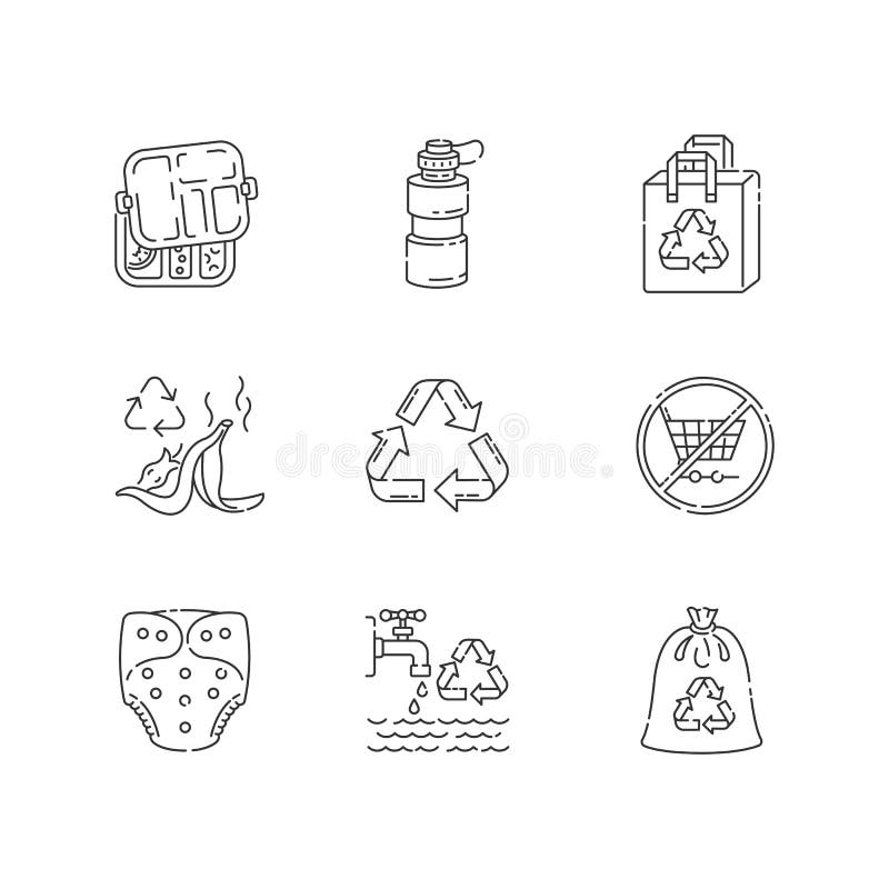 Conjunto De Iconos Lineales De Consumo Responsable Ilustración del Vector -  Ilustración de fino, lineal: 192711205