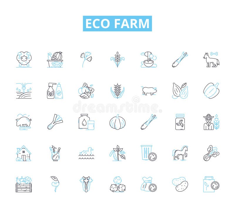Eco farm linear icons set. Sustainability, Organic, Green, Permaculture, Biodiversity, Conservation, Regenerative vector symbols and line concept signs. Composting,Renewable,Ethical illustration. Eco farm linear icons set. Sustainability, Organic, Green, Permaculture, Biodiversity, Conservation, Regenerative vector symbols and line concept signs. Composting,Renewable,Ethical illustration