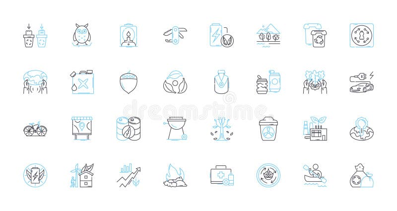 Sustainable business linear icons set. Green, Eco-friendly, Renewable, Biodiversity, Carbon-neutral, Circular, Conservation vector symbols and line concept signs. Cradle-to-cradle,Ethical,Fairtrade illustration. Sustainable business linear icons set. Green, Eco-friendly, Renewable, Biodiversity, Carbon-neutral, Circular, Conservation vector symbols and line concept signs. Cradle-to-cradle,Ethical,Fairtrade illustration