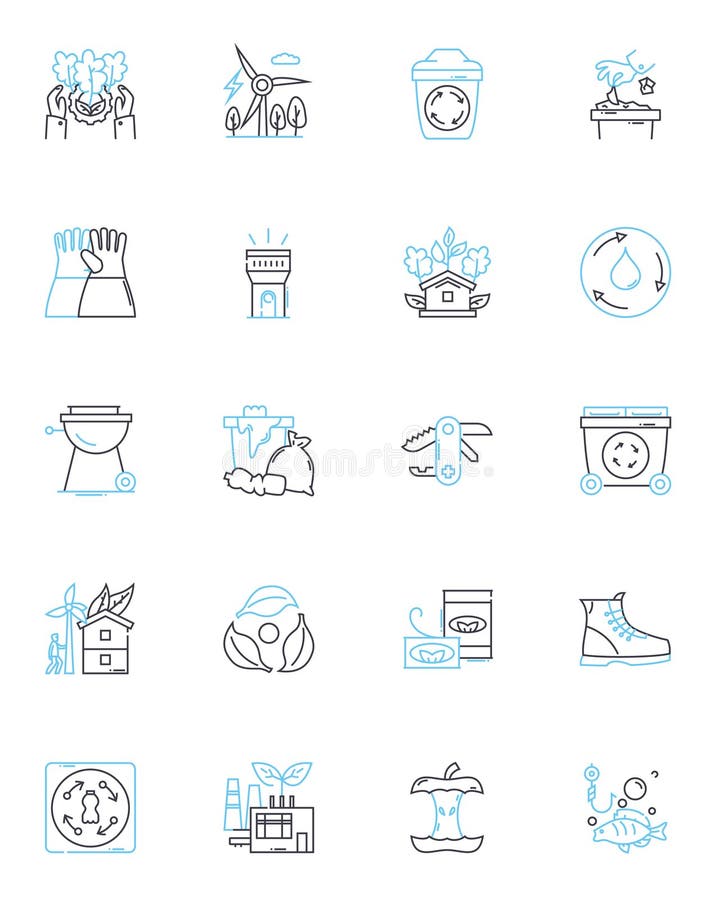 Sustainable business linear icons set. Green, Eco-friendly, Renewable, Biodiversity, Carbon-neutral, Circular, Conservation vector symbols and line concept signs. Cradle-to-cradle,Ethical,Fairtrade illustration. Sustainable business linear icons set. Green, Eco-friendly, Renewable, Biodiversity, Carbon-neutral, Circular, Conservation vector symbols and line concept signs. Cradle-to-cradle,Ethical,Fairtrade illustration