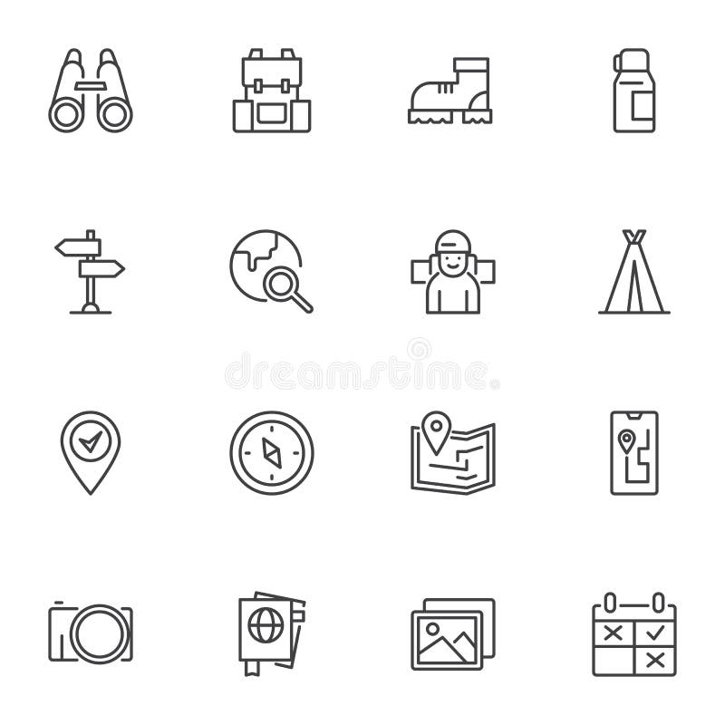 iconos del esquema de los elementos que acampan fijados ilustración del