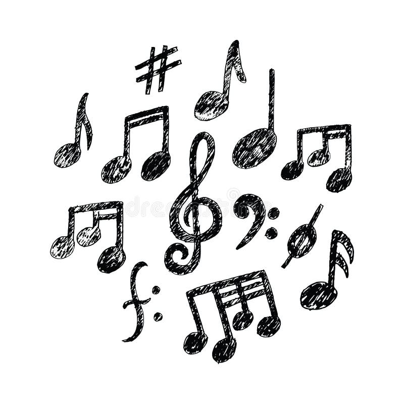 Conjunto De Iconos De Notas De Música Dibujadas a Mano. Sketchy De Músico  De Caricatura Firma En Estilo De Garabato Infantil. Dibu Ilustración del  Vector - Ilustración de pluma, sonido: 161753166