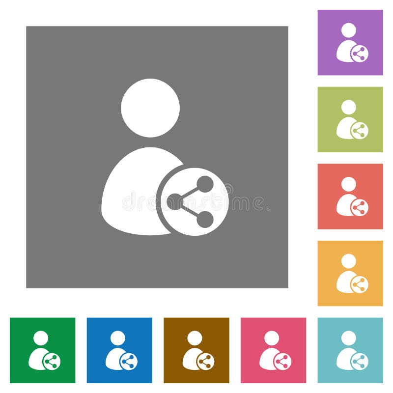 Conjunto de iconos planos de datos de usuario compartidos en segundo plano stock de ilustración