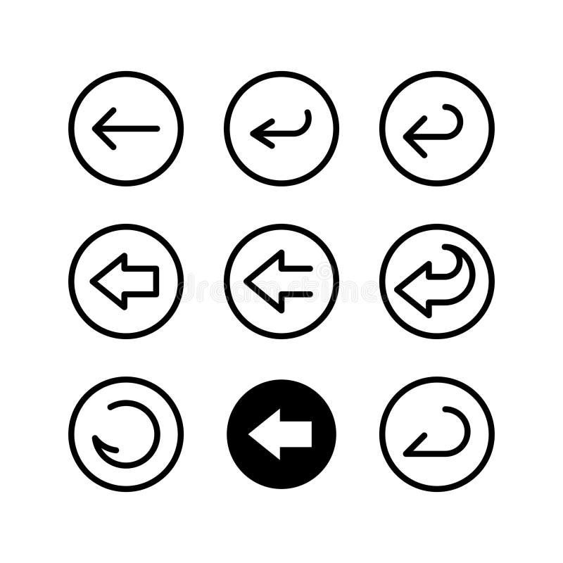 Conjunto de iconos redondeados del botón de flecha atrás libre illustration