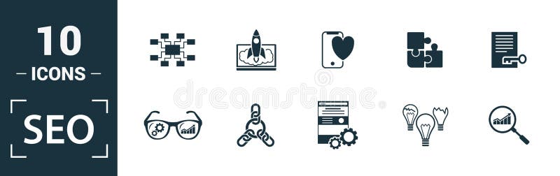 Conjunto de iconos Seo Incluir elementos creativos optimización de búsqueda, resultado de búsqueda, solución correcta, optimizaci libre illustration Conjunto de iconos Seo Incluir elementos creativos optimización de búsqueda, resultado de búsqueda, solución correcta, optimizaci libre illustration
