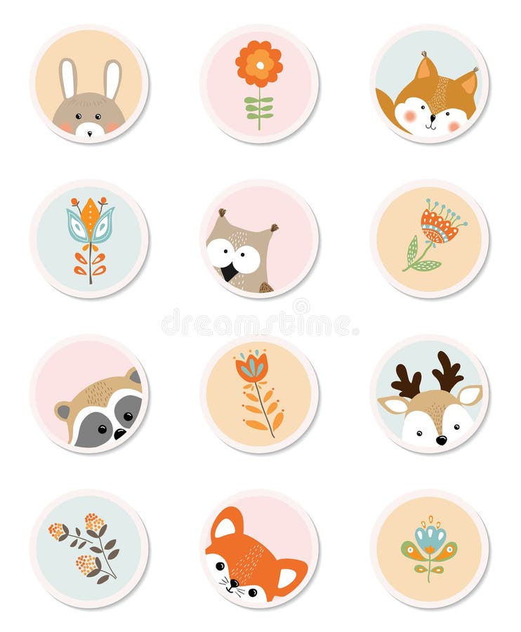 Conjunto De Iconos Vectoriales Lindos Animales En Estilo De Dibujos Animados. Una Colección De Animales Pequeños En La Estilizació Stock de ilustración con compas de animales Conjunto De Iconos Vectoriales Lindos Animales En Estilo De Dibujos Animados. Una Colección De Animales Pequeños En La Estilizació Stock de ilustración