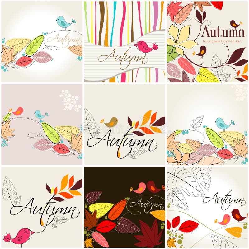 Conjunto de ilustraciones lindas del otoño ilustración del vector Conjunto de ilustraciones lindas del otoño ilustración del vector