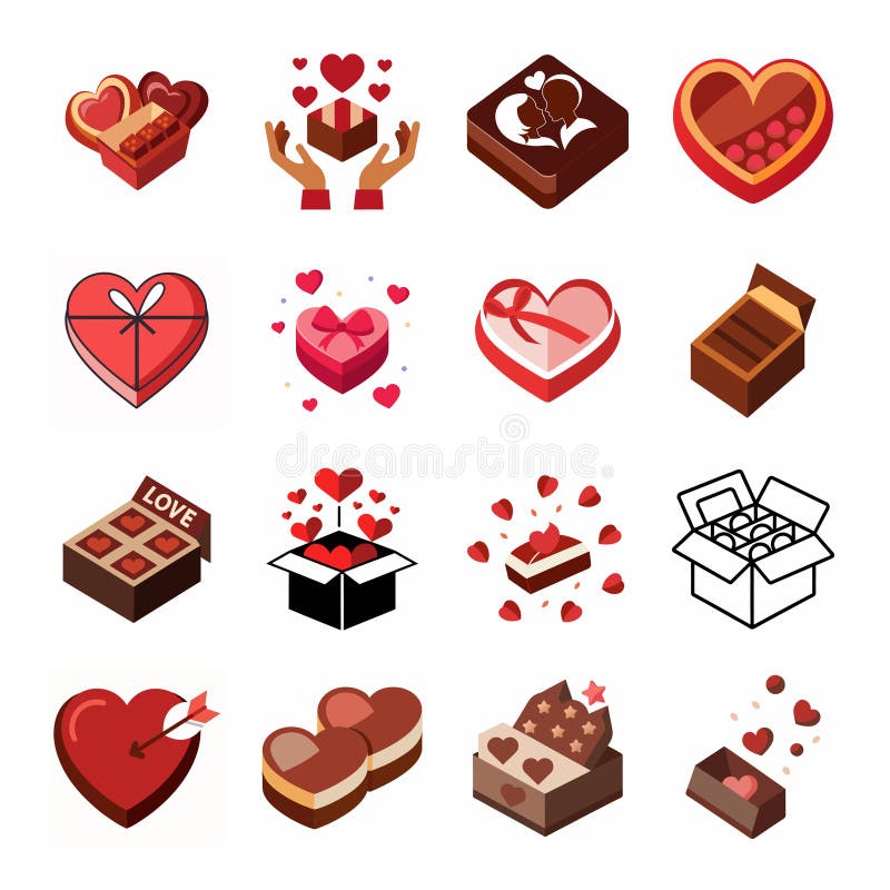 Conjunto De Ilustraciones De Vector De Caja De Chocolate Ilustración ...