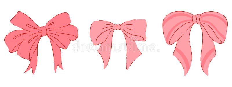Conjunto de Ilustrações Desenhadas à Mão da Fita Rosa Elegante ilustração stock