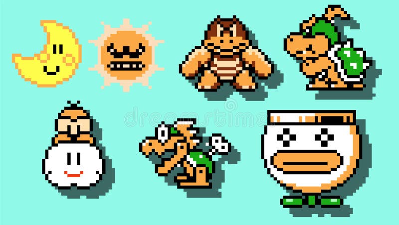 Conjunto De Personagens Inimigos De Super Mario De 16 Bits