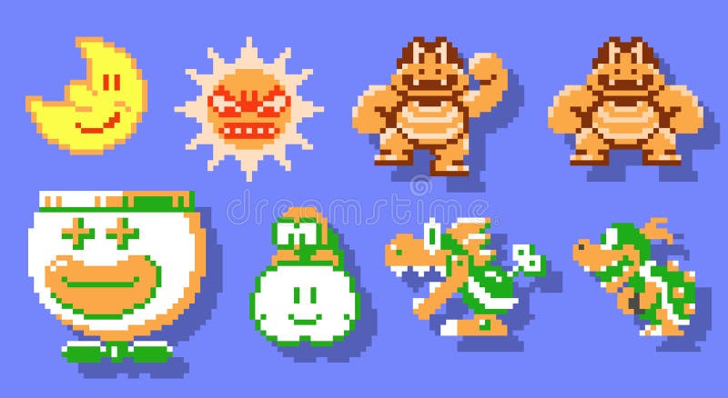 Conjunto De Personagens Inimigos De Super Mario De 16 Bits