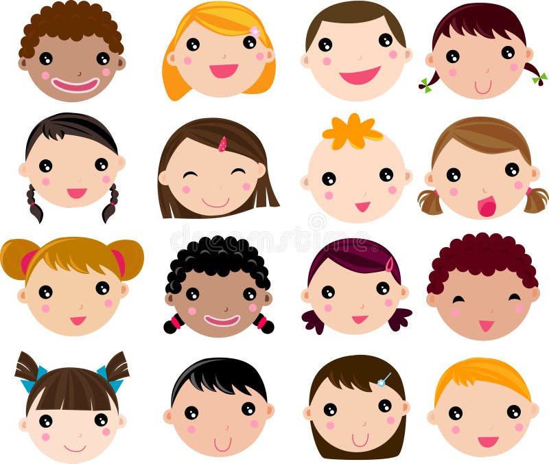 Conjunto de la cara de los niños de la historieta libre illustration Conjunto de la cara de los niños de la historieta libre illustration