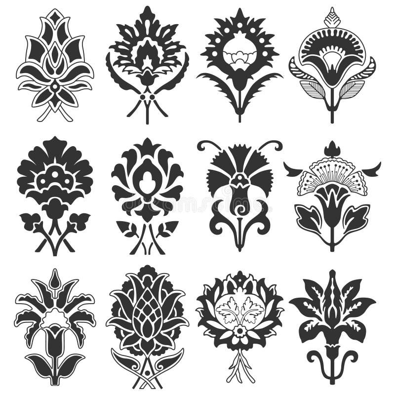 Conjunto de la flor de la vendimia libre illustration Conjunto de la flor de la vendimia libre illustration