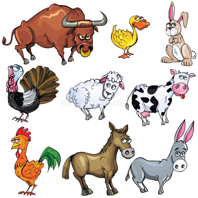 Cartoon set of farm animals isolated on white. Cartoon set of farm animals isolated on white