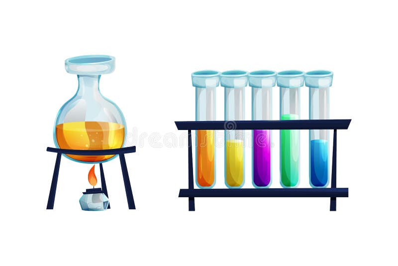 Conjunto de tubos de vidrio de ensayo de laboratorio de investigación  química.