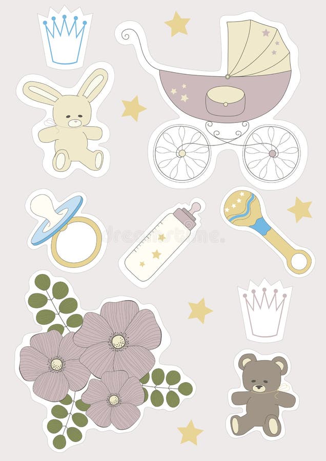 Accesorios del bebé ilustración del vector. Ilustración de muchacha -  12531649