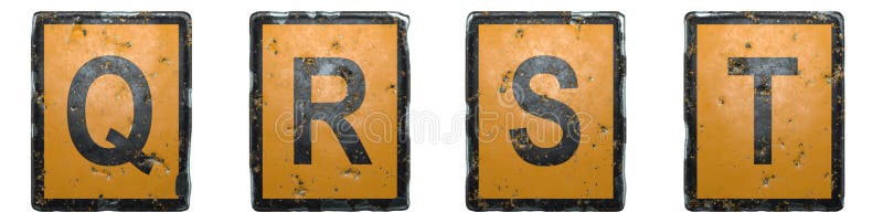 Conjunto De Letras Mayusculas Q R S T Hechas De Senal Publica De La Carretera Naranja Y Negro Sobre Fondo Blanco 3 ª Foto De Archivo Imagen De Blanco Carretera