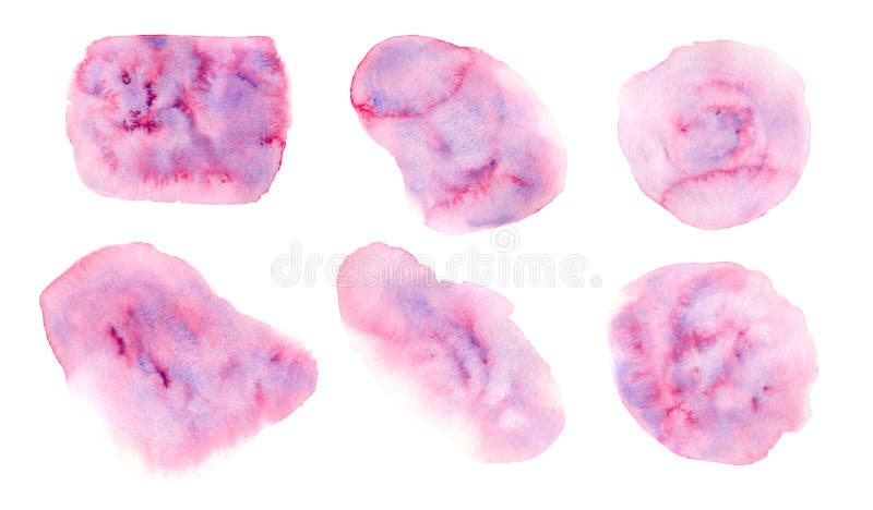 Conjunto de manchas de color rosa y violeta stock de ilustración
