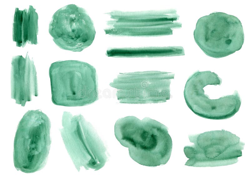 Conjunto de manchas de pinceles de color verde claro ilustración del vector