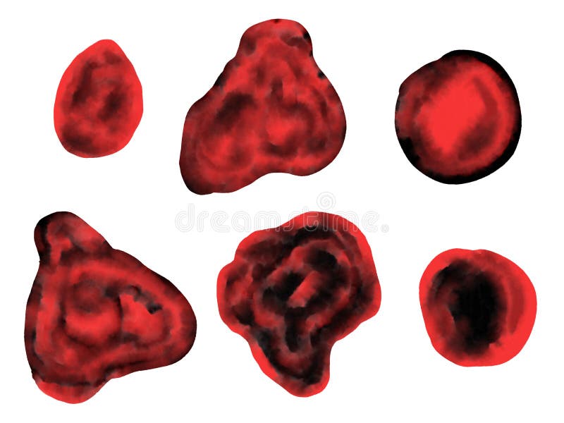 Conjunto de manchas rojas y negras de textura brillante ilustración del vector