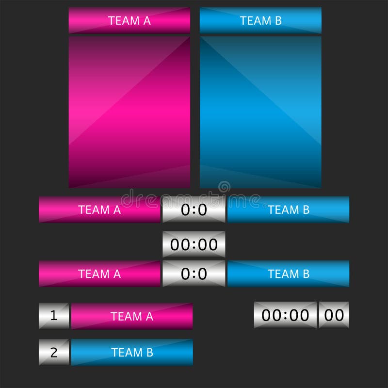 Placar de tempo digital, equipe de jogo de futebol A vs equipe B