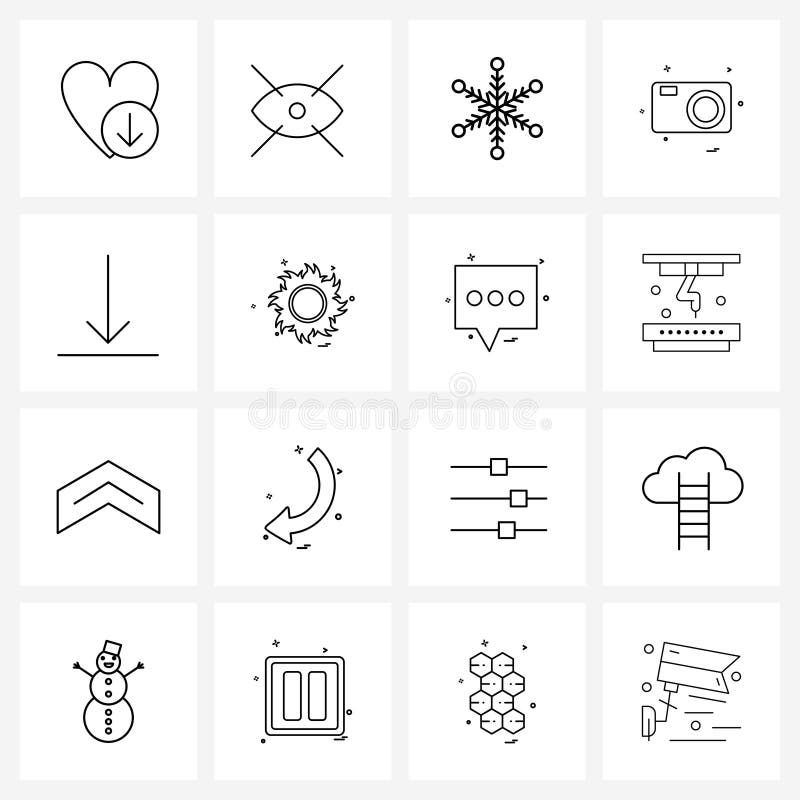 Conjunto de 16 modernos iconos de línea de la cámara de fotos de decoración de navidad de imágenes de flecha ilustración del vector