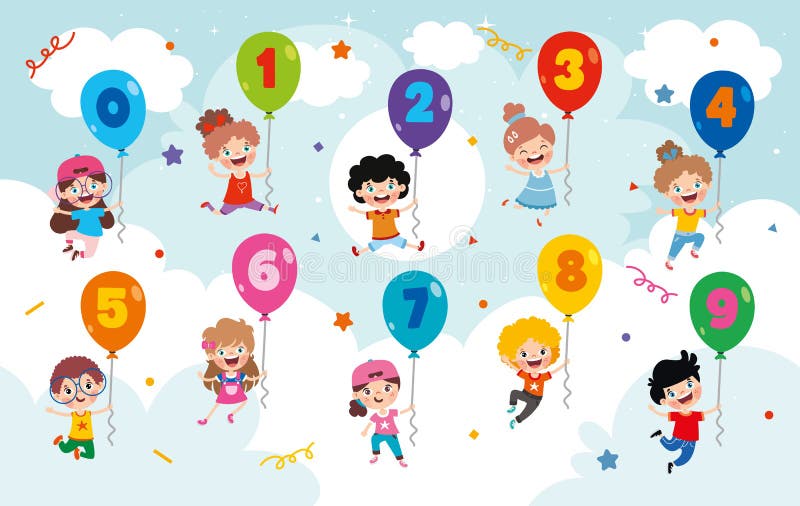 Conjunto de números chatos coloridos ilustração do vetor