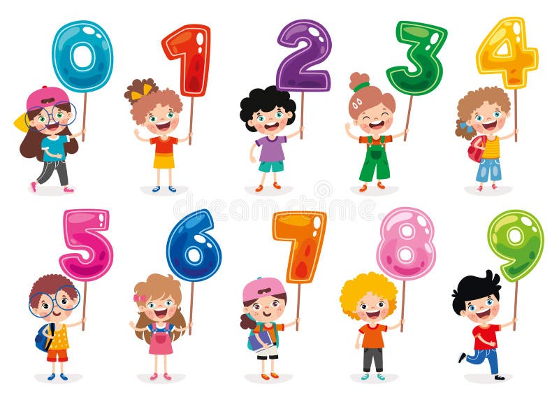 Conjunto de Números Coloridos Chapados ilustração royalty free