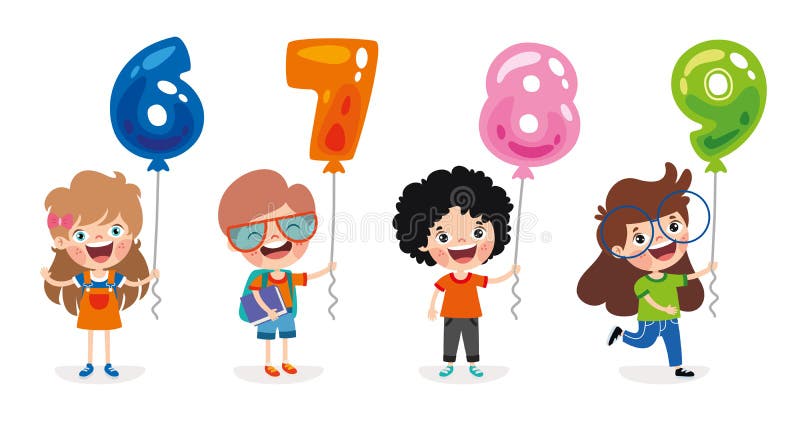 Conjunto de números chatos coloridos ilustração stock