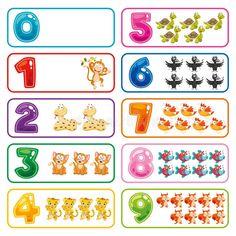 Conjunto de Números Coloridos Chapados ilustração stock