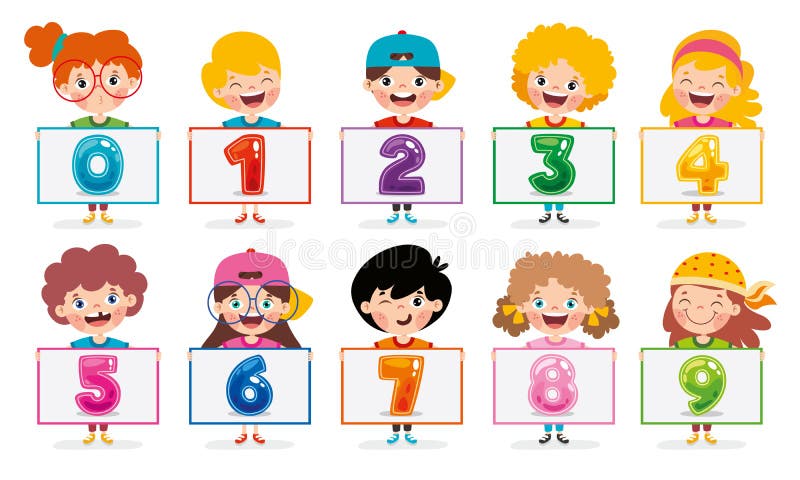 Conjunto de números chatos coloridos ilustração stock