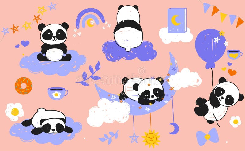 Vetores de Panda Fofo Ilustração Vetorial Do Animal Isolada Em Um