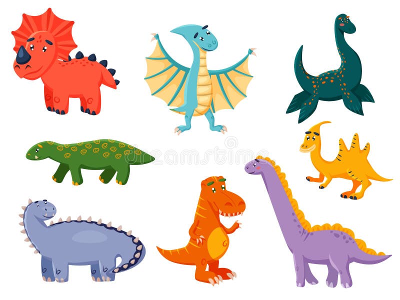 Desenho De Conjunto Dinossauros Coloridos Para Coleção História Do